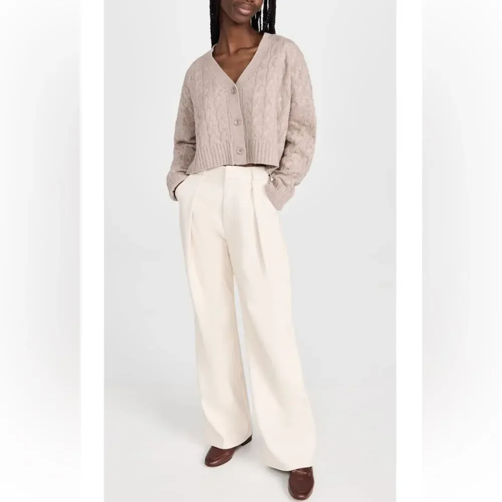 Mother High Waisted Egret Tunnel Vision Pleated Prep Faux Leather Pants Size 32 - Picture 13 of 13